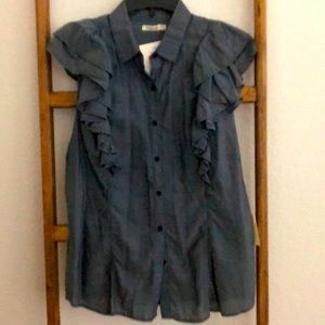 sneak peek brand boutique blouse, sleeveless top with ruffles, sz large